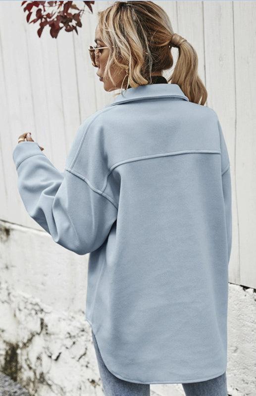 Autumn Winter Lapel Single Breasted Solid Coat-TOPS / DRESSES-[Adult]-[Female]-Blue Zone Planet