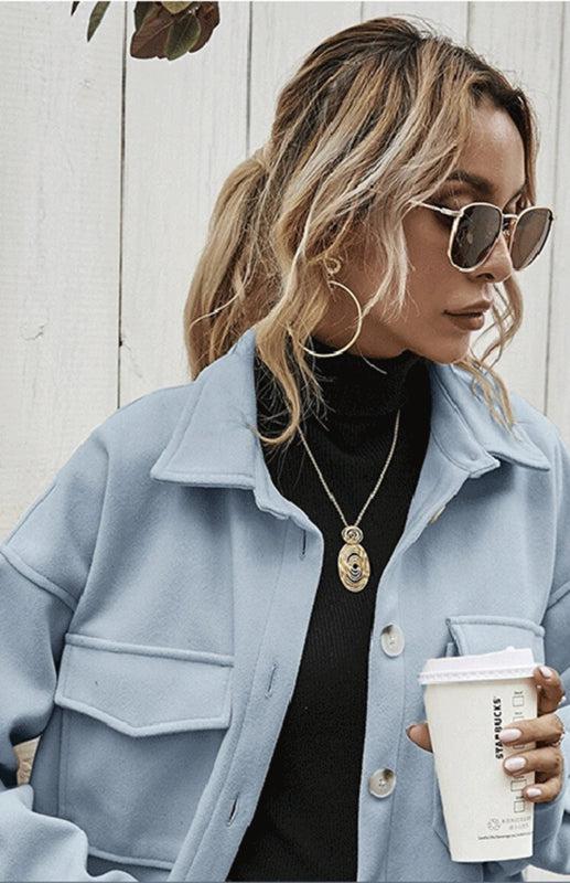 Autumn Winter Lapel Single Breasted Solid Coat-TOPS / DRESSES-[Adult]-[Female]-Blue Zone Planet