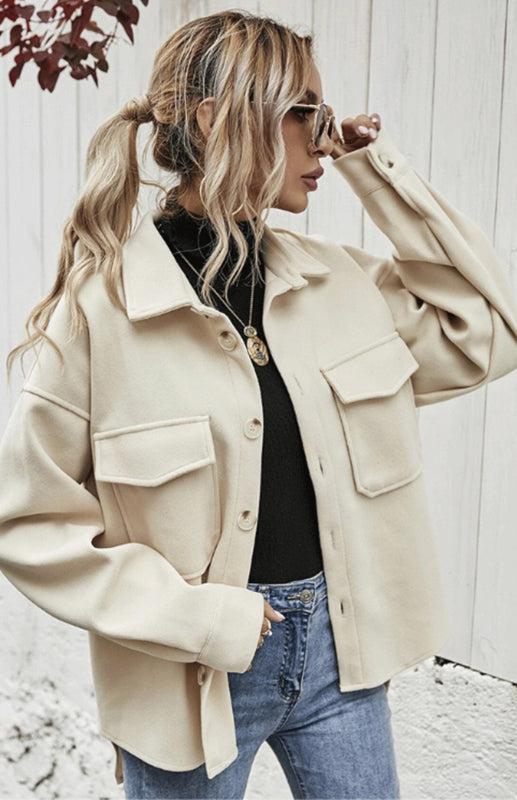 Autumn Winter Lapel Single Breasted Solid Coat-TOPS / DRESSES-[Adult]-[Female]-Blue Zone Planet