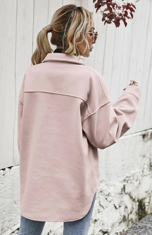 Autumn Winter Lapel Single Breasted Solid Coat-TOPS / DRESSES-[Adult]-[Female]-Blue Zone Planet