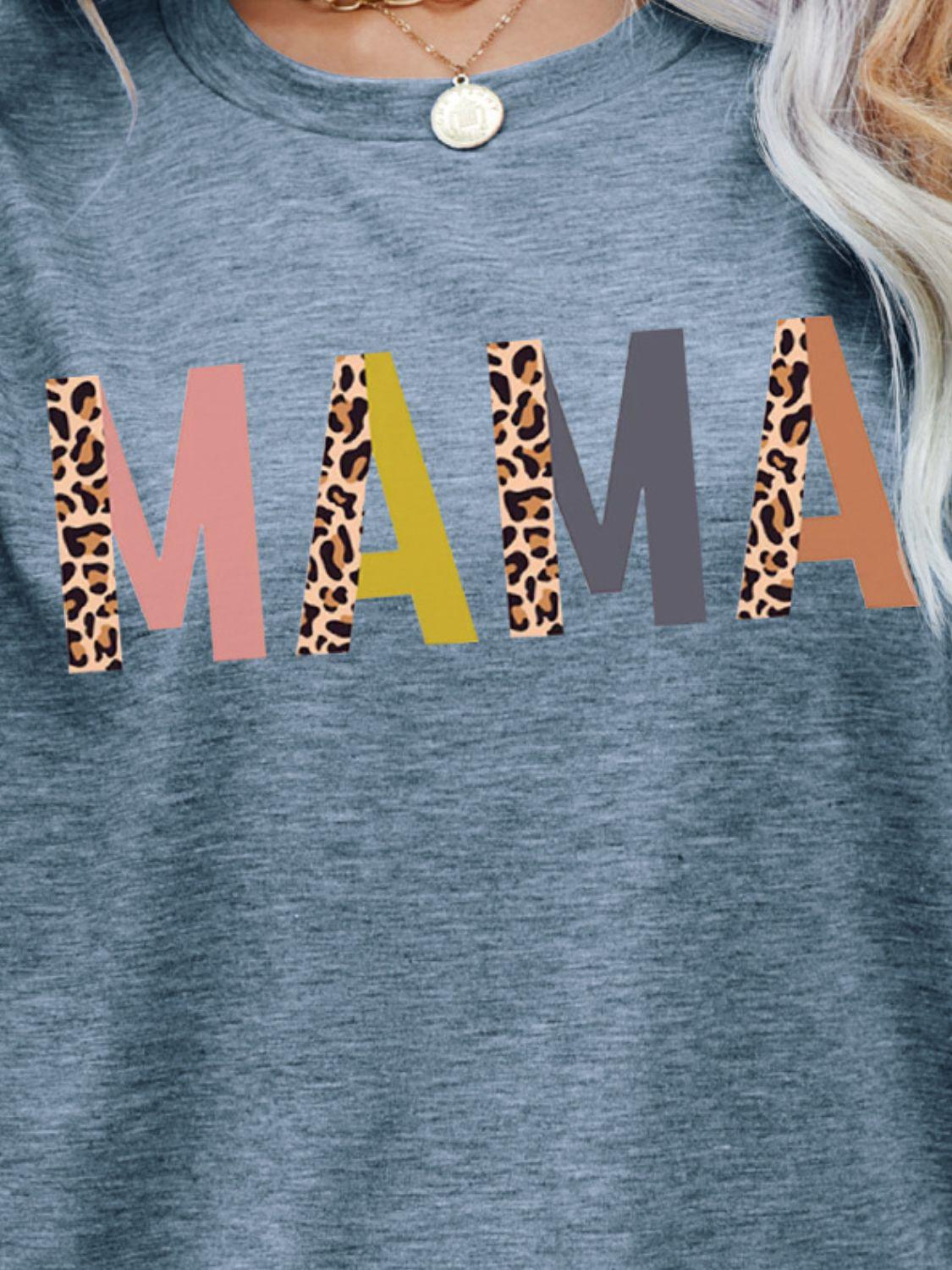 BEST MAMA Leopard Graphic Short Sleeve Tee BLUE ZONE PLANET
