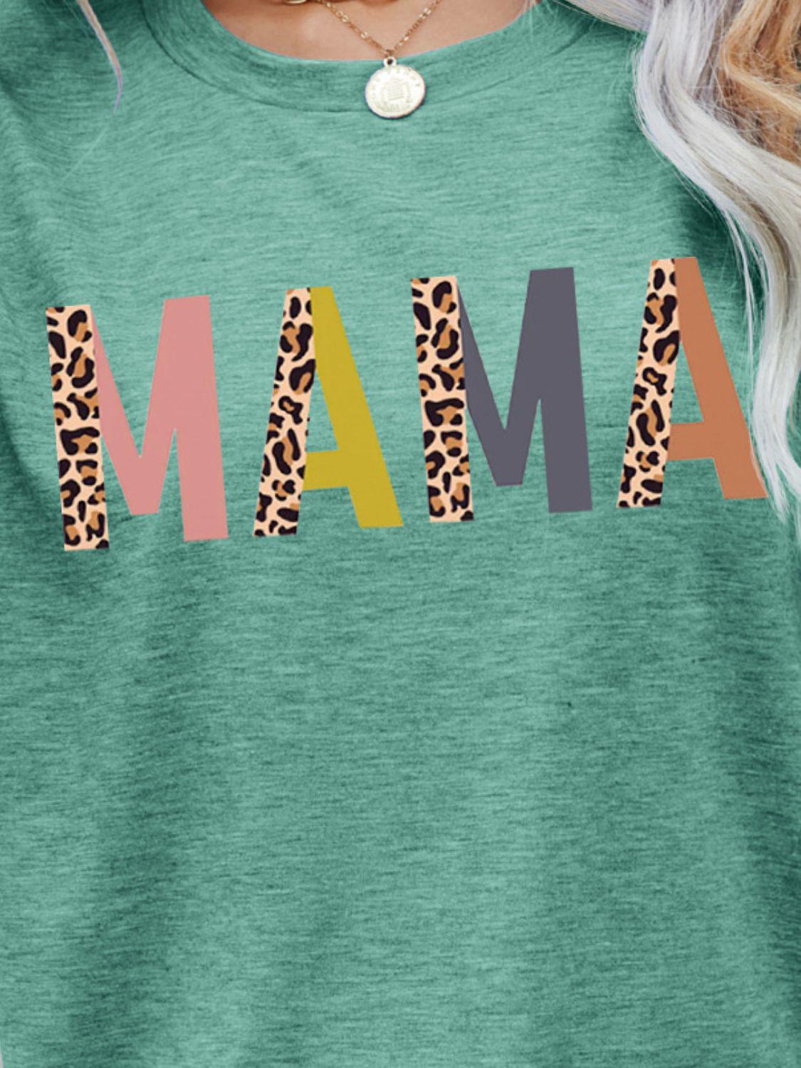 BEST MAMA Leopard Graphic Short Sleeve Tee BLUE ZONE PLANET