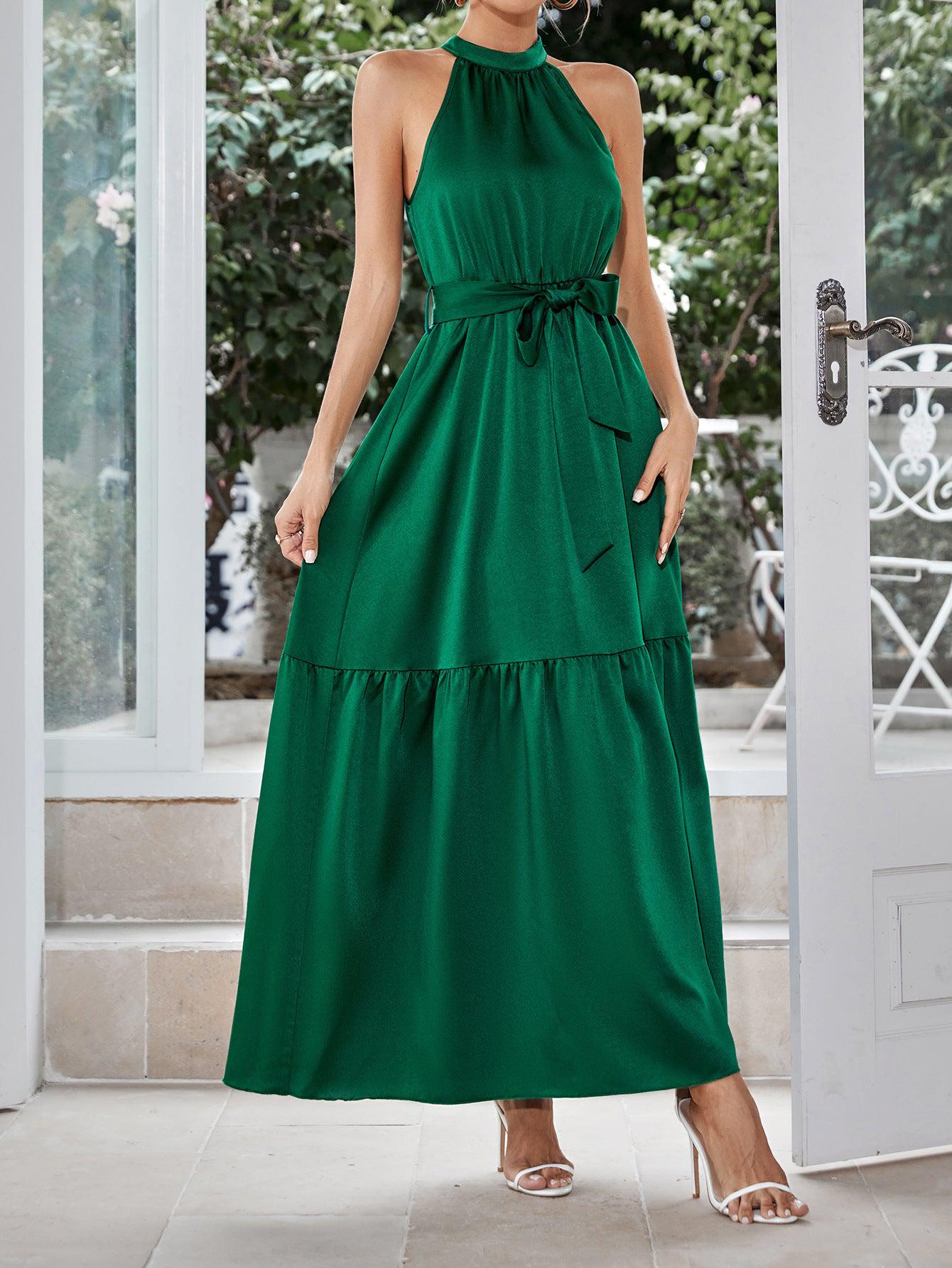 Belted Grecian Neck Tiered Maxi Dress-TOPS / DRESSES-[Adult]-[Female]-2022 Online Blue Zone Planet
