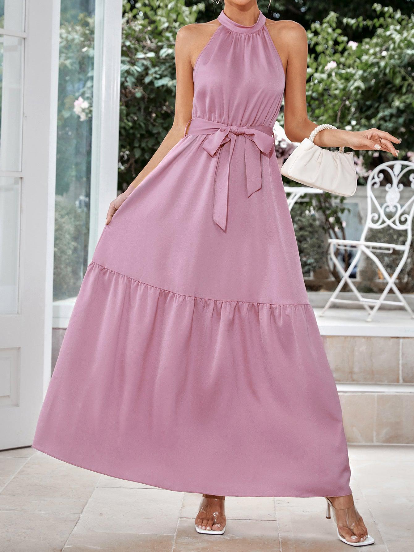 Belted Grecian Neck Tiered Maxi Dress-TOPS / DRESSES-[Adult]-[Female]-2022 Online Blue Zone Planet