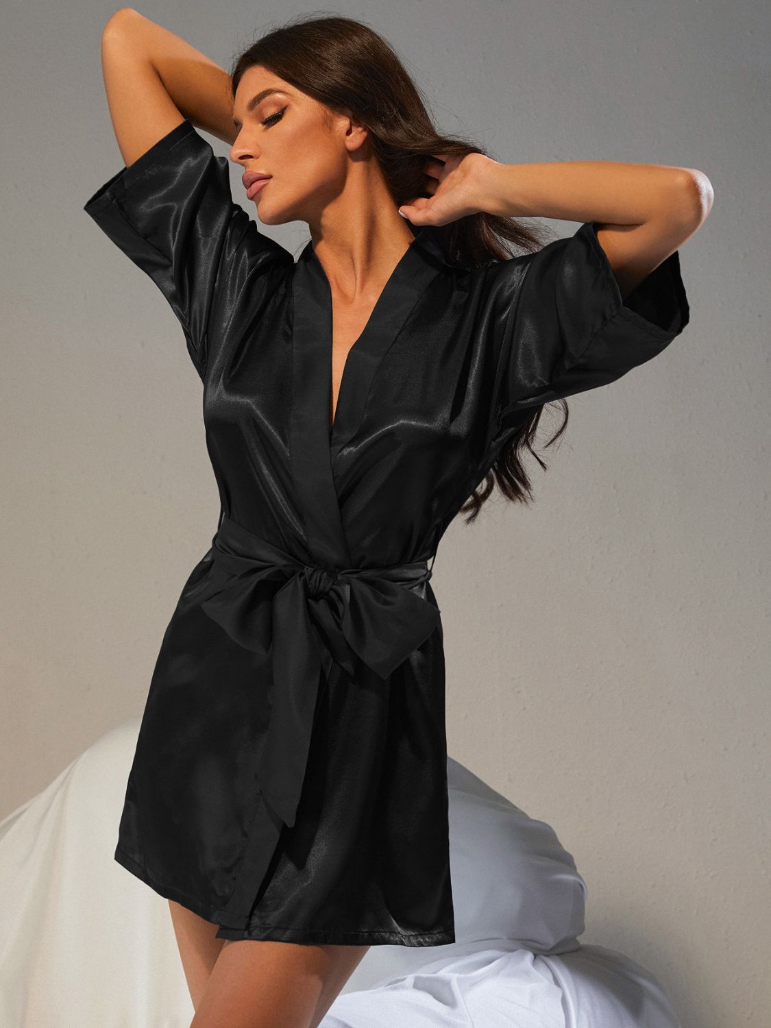 Belted Half Sleeve Robe BLUE ZONE PLANET