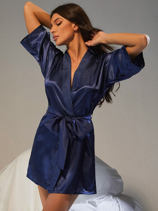 Belted Half Sleeve Robe BLUE ZONE PLANET