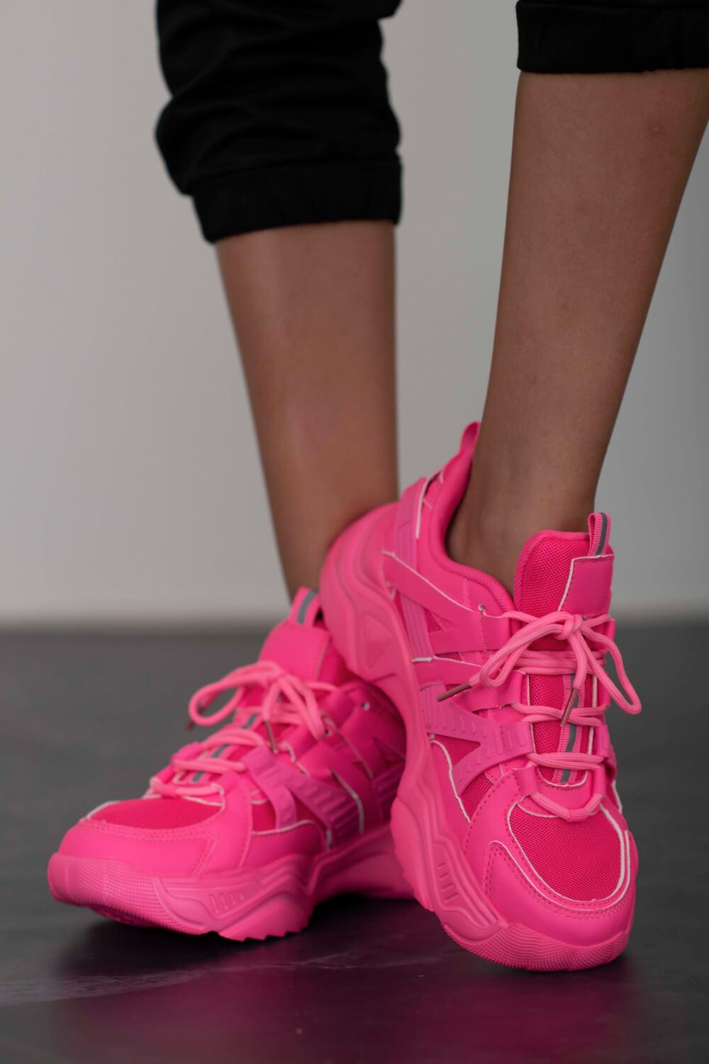 Berness Contrast Athletic Sneakers-SHOES-[Adult]-[Female]-Hot Pink-5-Blue Zone Planet