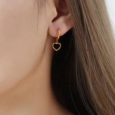 Blue Zone Planet |  18K Gold-Plated Heart Drop Earrings BLUE ZONE PLANET