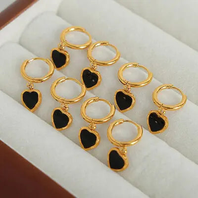 Blue Zone Planet |  18K Gold-Plated Heart Drop Earrings BLUE ZONE PLANET