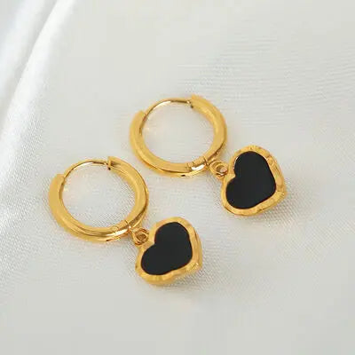 Blue Zone Planet |  18K Gold-Plated Heart Drop Earrings BLUE ZONE PLANET