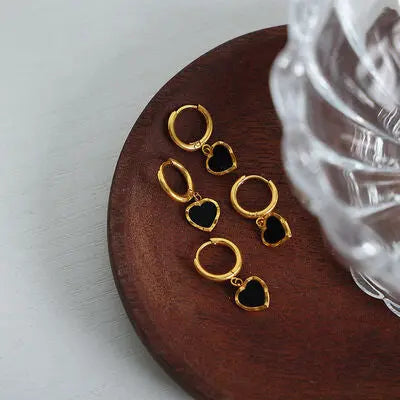 Blue Zone Planet |  18K Gold-Plated Heart Drop Earrings BLUE ZONE PLANET