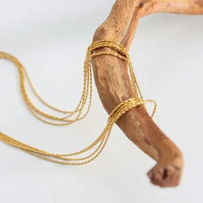 Blue Zone Planet |  18K Gold-Plated Multi-Layer Clavicle Chain Necklace BLUE ZONE PLANET