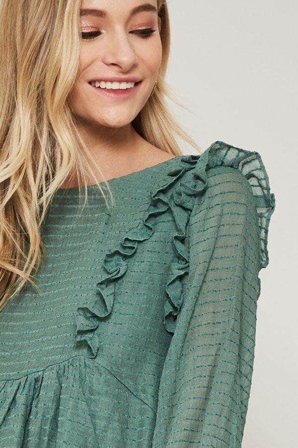 Blue Zone Planet |  A Semi-sheer Striped Woven Top Blue Zone Planet