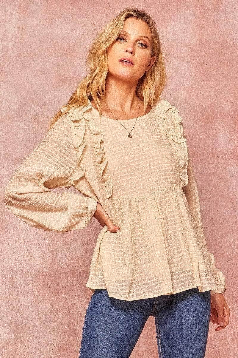 Blue Zone Planet |  A Semi-sheer Striped Woven Top Blue Zone Planet