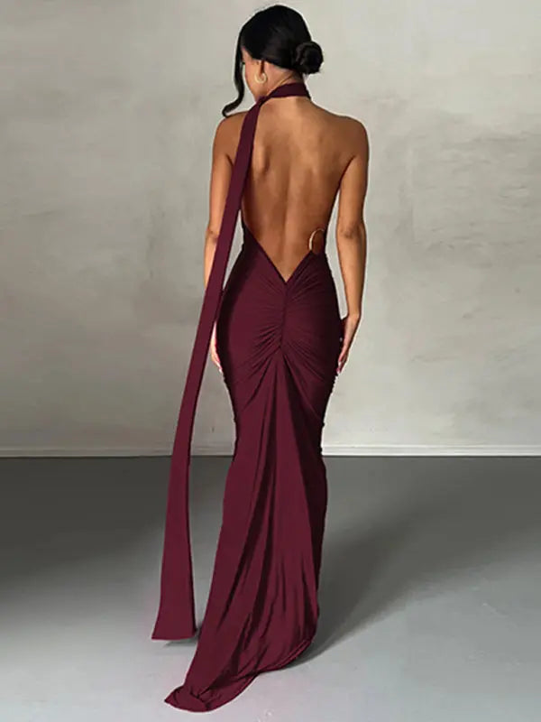 Blue Zone Planet |  Backless pleated slim fit sleeveless dress BLUE ZONE PLANET