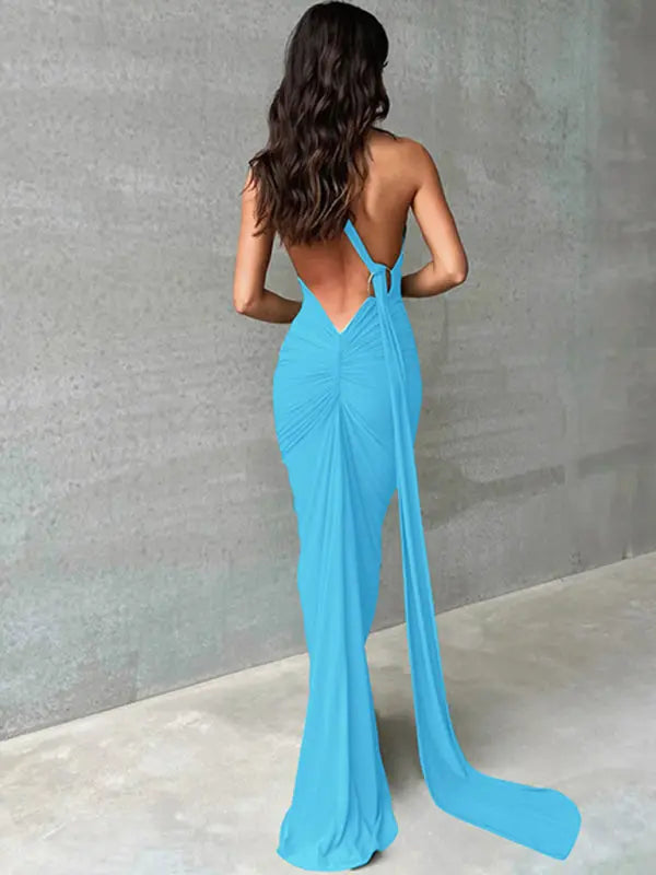 Blue Zone Planet |  Backless pleated slim fit sleeveless dress BLUE ZONE PLANET