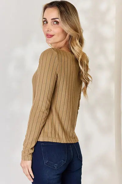 Blue Zone Planet |  Basic Bae Full Size Ribbed Long Sleeve T-Shirt BLUE ZONE PLANET