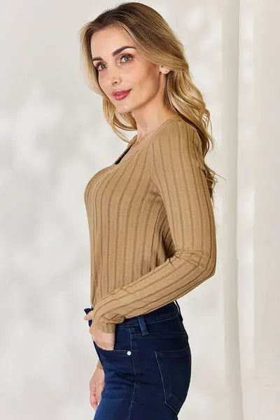 Blue Zone Planet |  Basic Bae Full Size Ribbed Long Sleeve T-Shirt BLUE ZONE PLANET