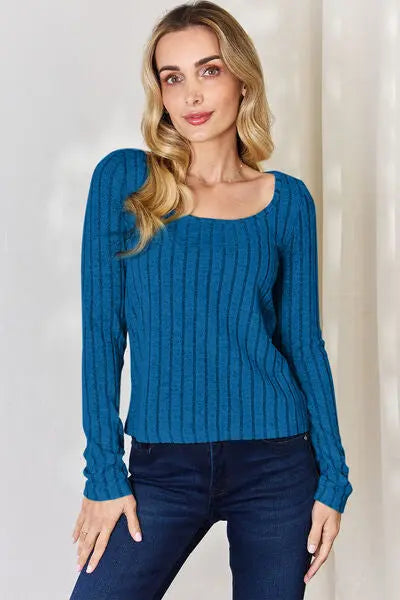 Blue Zone Planet |  Basic Bae Full Size Ribbed Long Sleeve T-Shirt BLUE ZONE PLANET