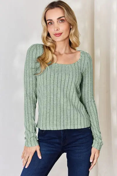 Blue Zone Planet |  Basic Bae Full Size Ribbed Long Sleeve T-Shirt BLUE ZONE PLANET