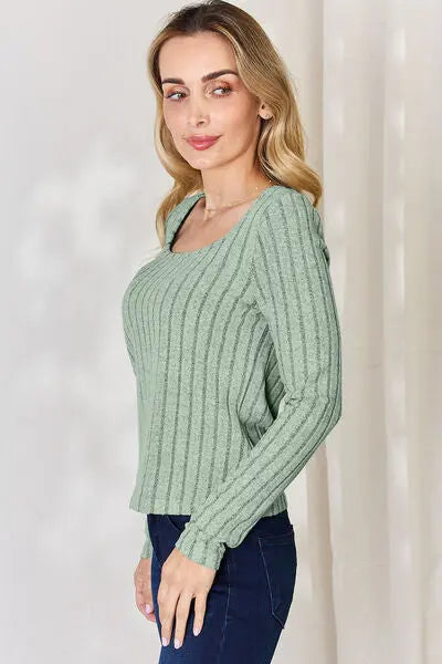 Blue Zone Planet |  Basic Bae Full Size Ribbed Long Sleeve T-Shirt BLUE ZONE PLANET