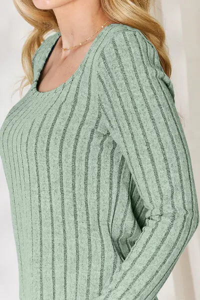 Blue Zone Planet |  Basic Bae Full Size Ribbed Long Sleeve T-Shirt BLUE ZONE PLANET