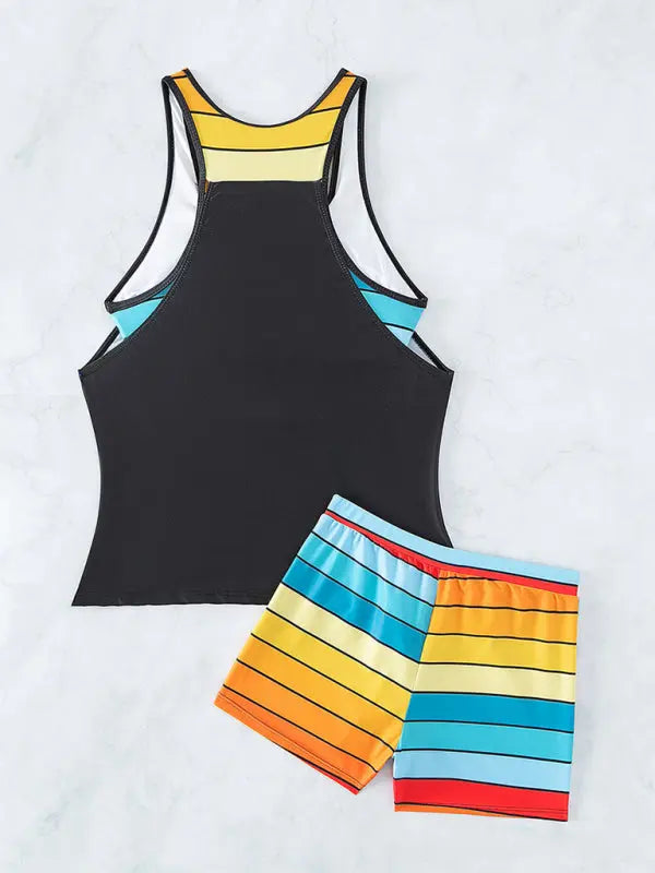 Blue Zone Planet |  Beach Spa Vacation Boxer Vest Sports Contrast Color Swimsuit Suit BLUE ZONE PLANET