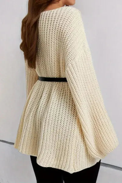 Blue Zone Planet |  Boat Neck Dropped Shoulder Mini Sweater Dress BLUE ZONE PLANET