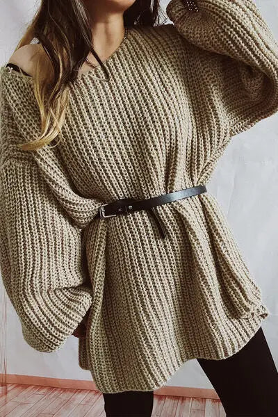 Blue Zone Planet |  Boat Neck Dropped Shoulder Mini Sweater Dress BLUE ZONE PLANET