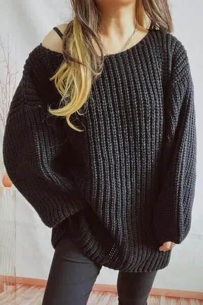 Blue Zone Planet |  Boat Neck Dropped Shoulder Mini Sweater Dress BLUE ZONE PLANET