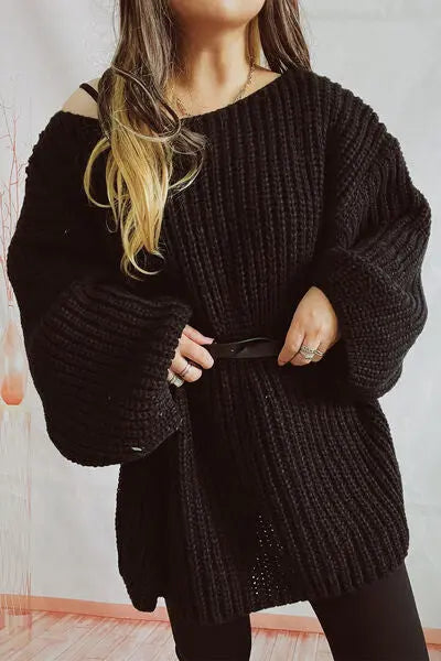 Blue Zone Planet |  Boat Neck Dropped Shoulder Mini Sweater Dress BLUE ZONE PLANET