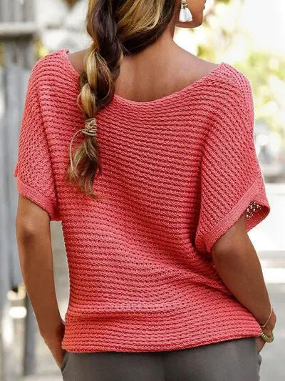 Blue Zone Planet |  Boat Neck Short Sleeve Sweater BLUE ZONE PLANET
