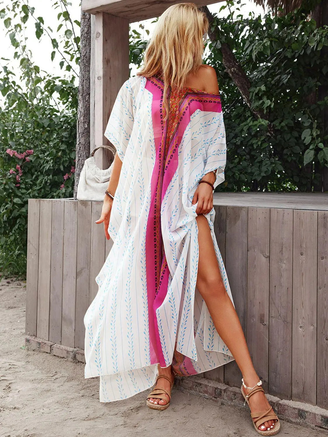 Blue Zone Planet |  Bohemian V-Neck Slit Maxi Dress BLUE ZONE PLANET