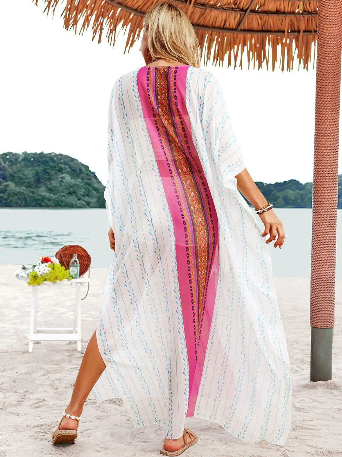 Blue Zone Planet |  Bohemian V-Neck Slit Maxi Dress BLUE ZONE PLANET