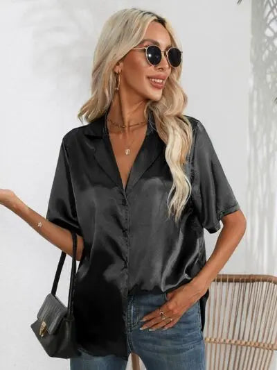 Blue Zone Planet |  Button Up Collared Neck Shirt BLUE ZONE PLANET