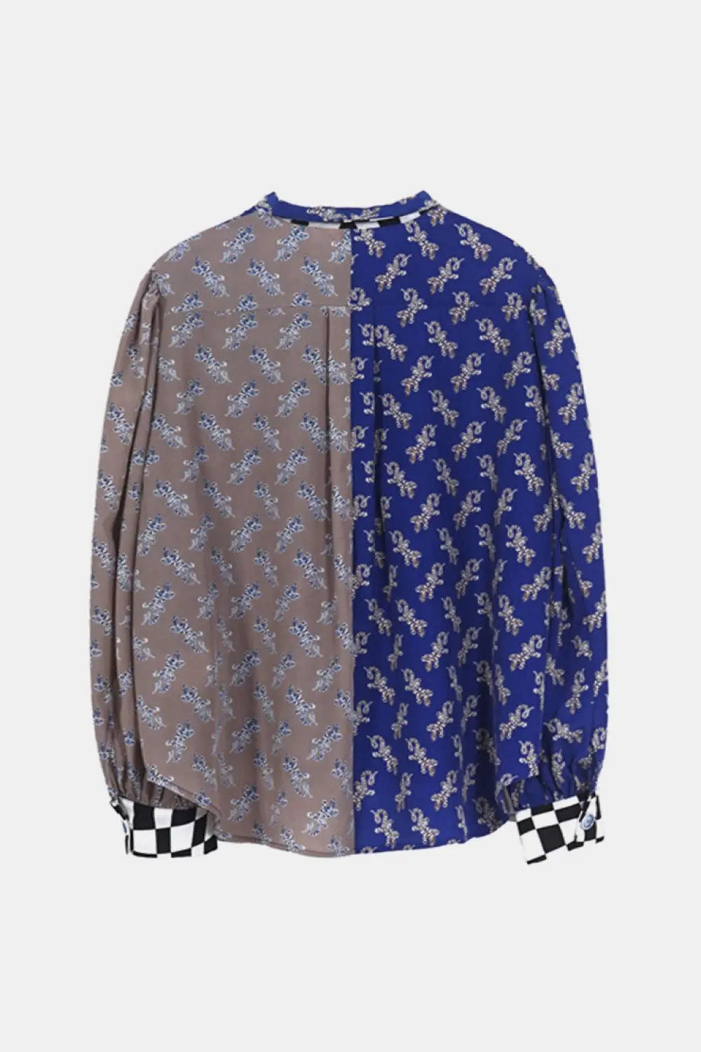 Blue Zone Planet |  Checkered Frill Trim Pocket Puff Sleeve Shirt BLUE ZONE PLANET