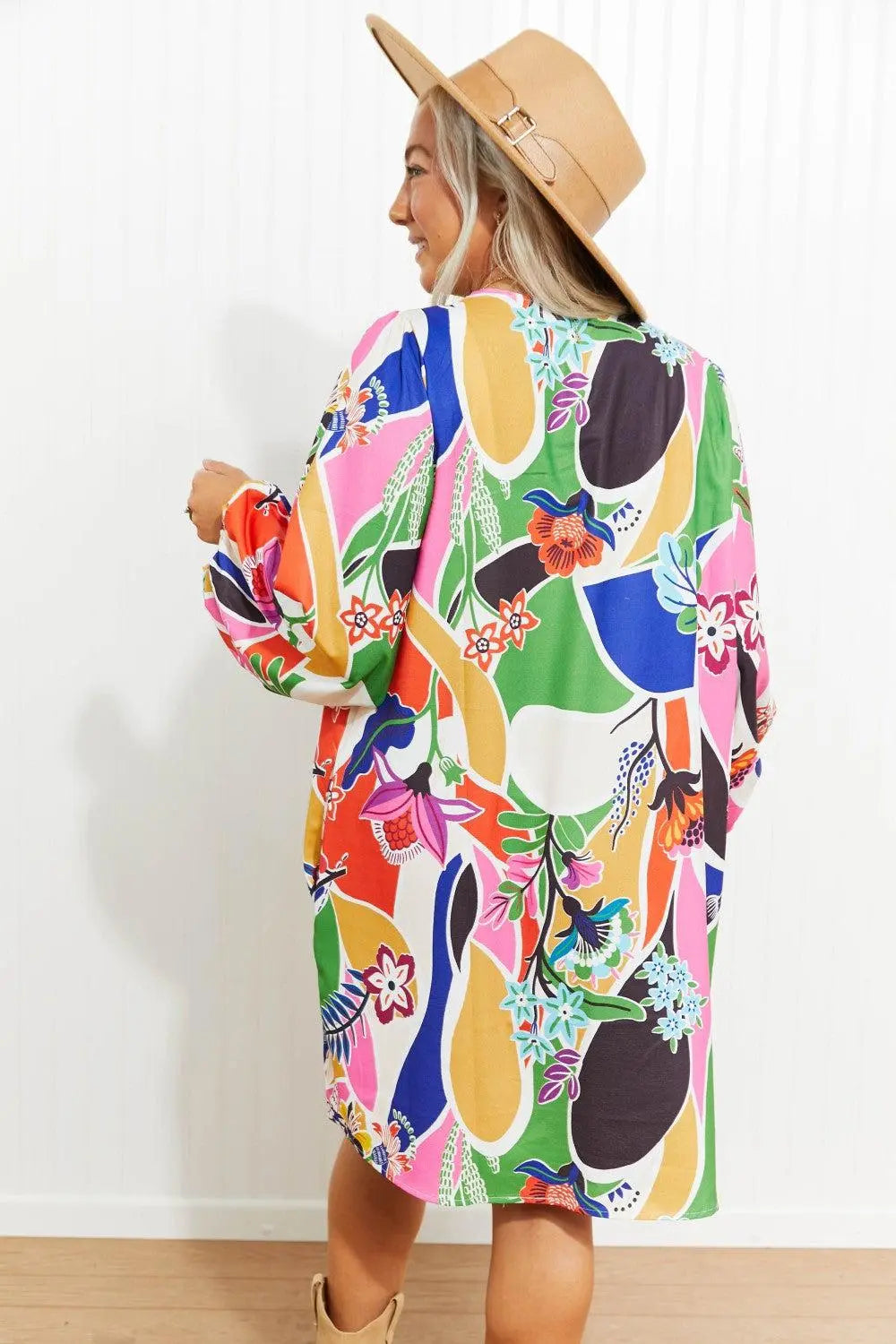Blue Zone Planet |  Cotton Bleu Disco Days Full Size Abstract Print Airflow Dress BLUE ZONE PLANET