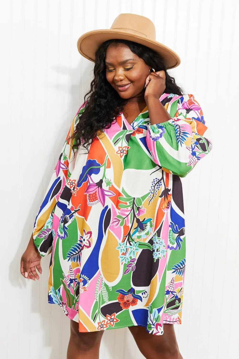 Blue Zone Planet |  Cotton Bleu Disco Days Full Size Abstract Print Airflow Dress BLUE ZONE PLANET