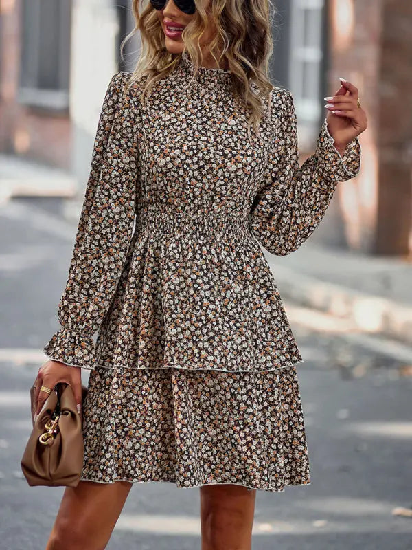 Blue Zone Planet |  Crew Neck Long Sleeve Boho Print Dress BLUE ZONE PLANET
