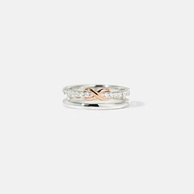 Blue Zone Planet |  Double-Layered Zircon 925 Sterling Silver Ring BLUE ZONE PLANET