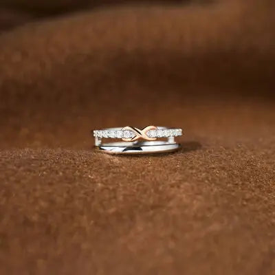 Blue Zone Planet |  Double-Layered Zircon 925 Sterling Silver Ring BLUE ZONE PLANET