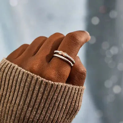 Blue Zone Planet |  Double-Layered Zircon 925 Sterling Silver Ring BLUE ZONE PLANET