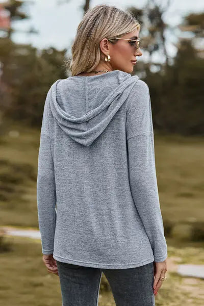 Blue Zone Planet |  Drawstring Dropped Shoulder Hooded T-Shirt BLUE ZONE PLANET