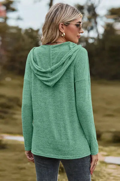 Blue Zone Planet |  Drawstring Dropped Shoulder Hooded T-Shirt BLUE ZONE PLANET
