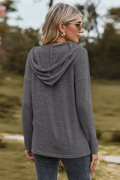 Blue Zone Planet |  Drawstring Dropped Shoulder Hooded T-Shirt BLUE ZONE PLANET