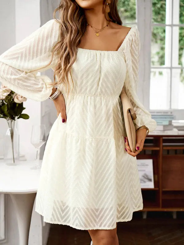 Blue Zone Planet |  Elegant long sleeve waist dress BLUE ZONE PLANET