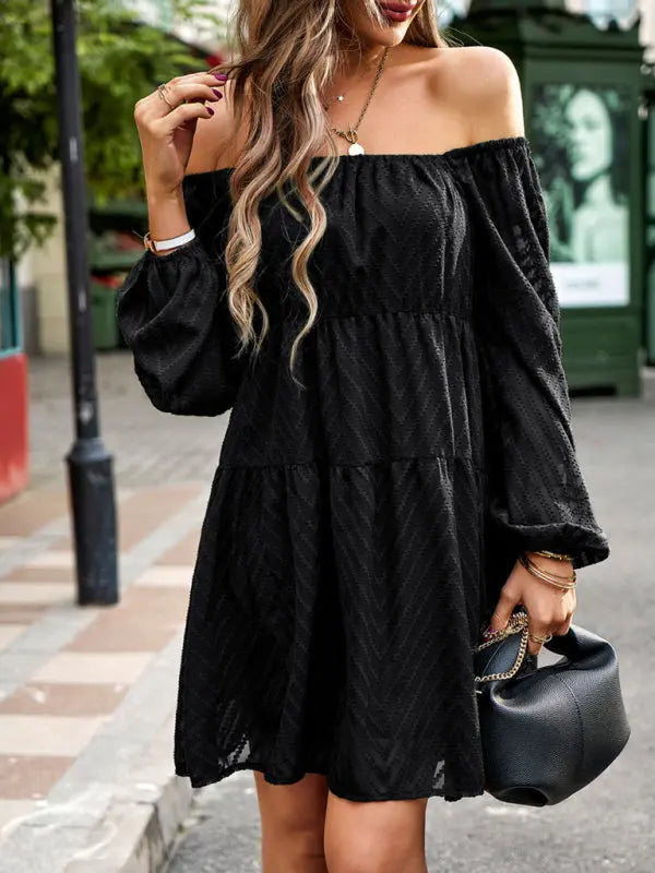 Blue Zone Planet |  Elegant long sleeve waist dress BLUE ZONE PLANET