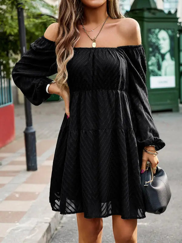 Blue Zone Planet |  Elegant long sleeve waist dress BLUE ZONE PLANET