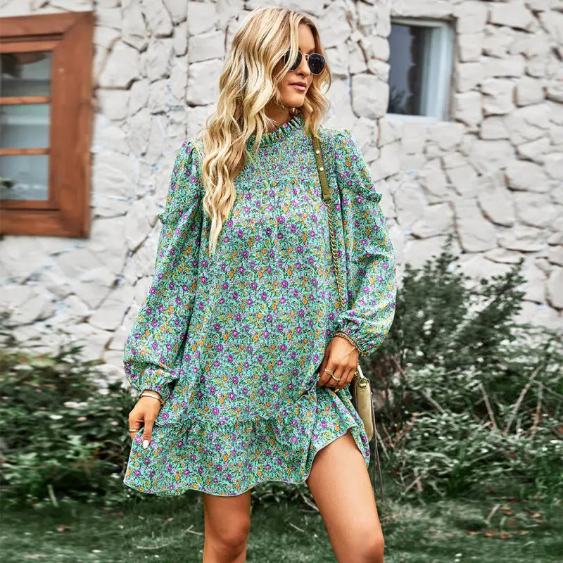 Blue Zone Planet | Emily's Holiday Loose Floral Mini Dress BLUE ZONE PLANET