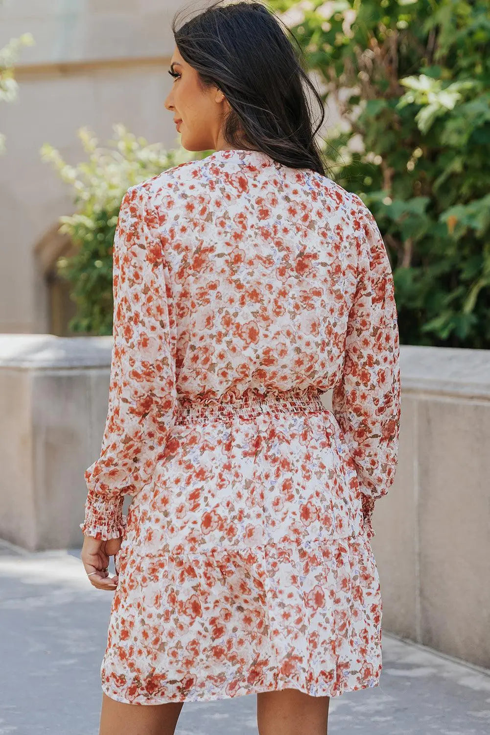 Blue Zone Planet |  Floral Lantern Sleeve Tiered Mini Dress BLUE ZONE PLANET